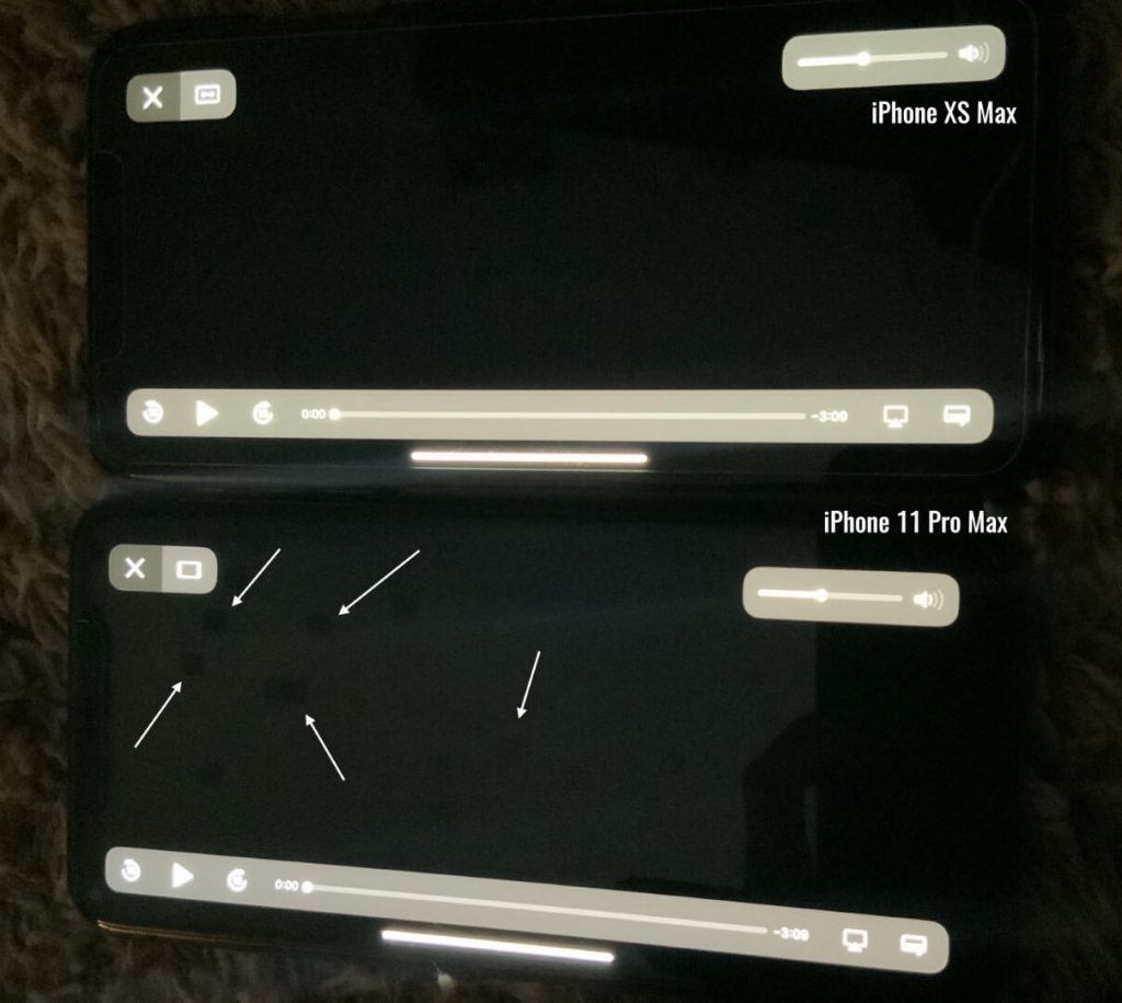 черные пятна на экране iPhone 11 Pro