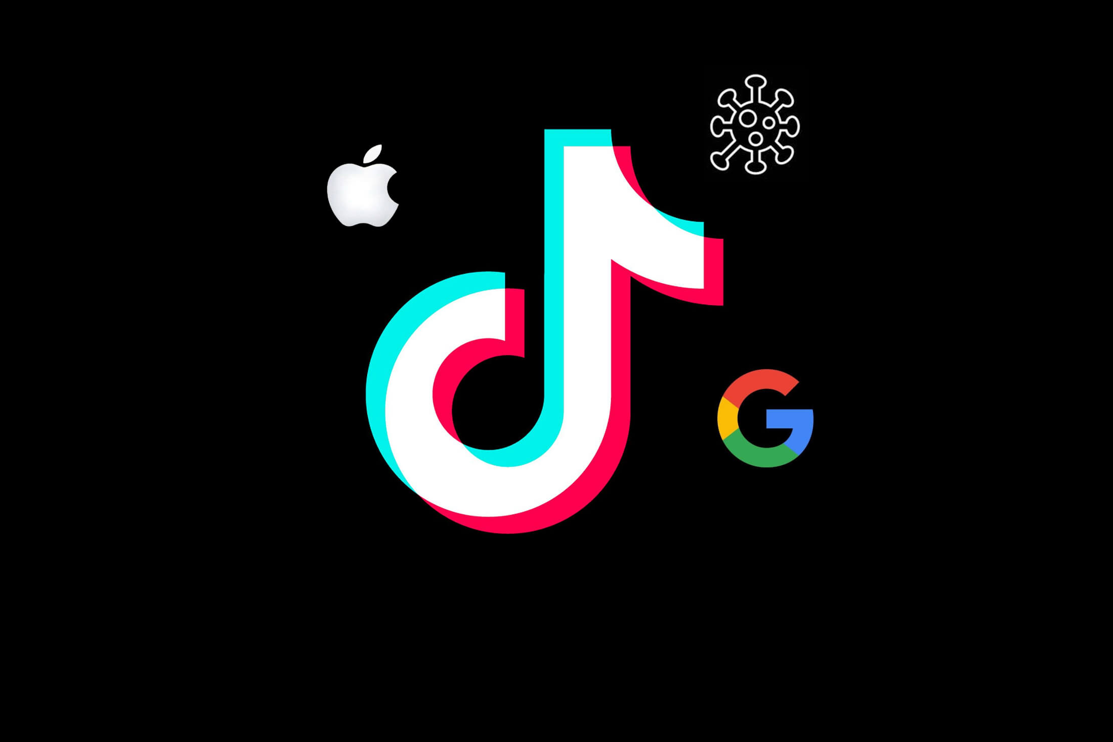 логотипы Apple, TikTok и Google