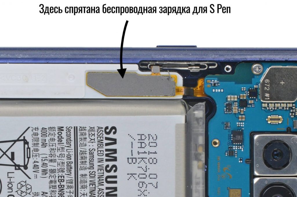 беспроводная зарядка S Pen внутри Galaxy смартфона